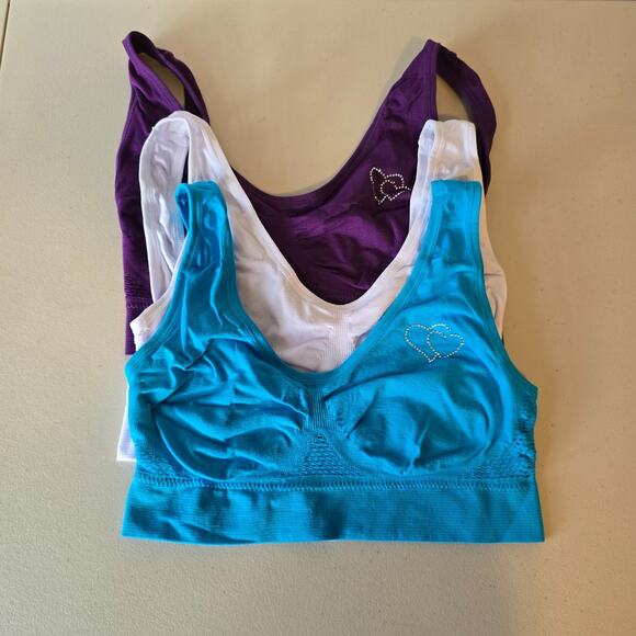 Unbranded Sports Bra Set of 3 Women's XS Purple White Blue NWOT - Picture 8 of 15